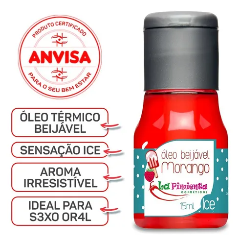 Óleo Beijável La Pimienta 15ml Morango Ice Sex Shop Morango Ice 