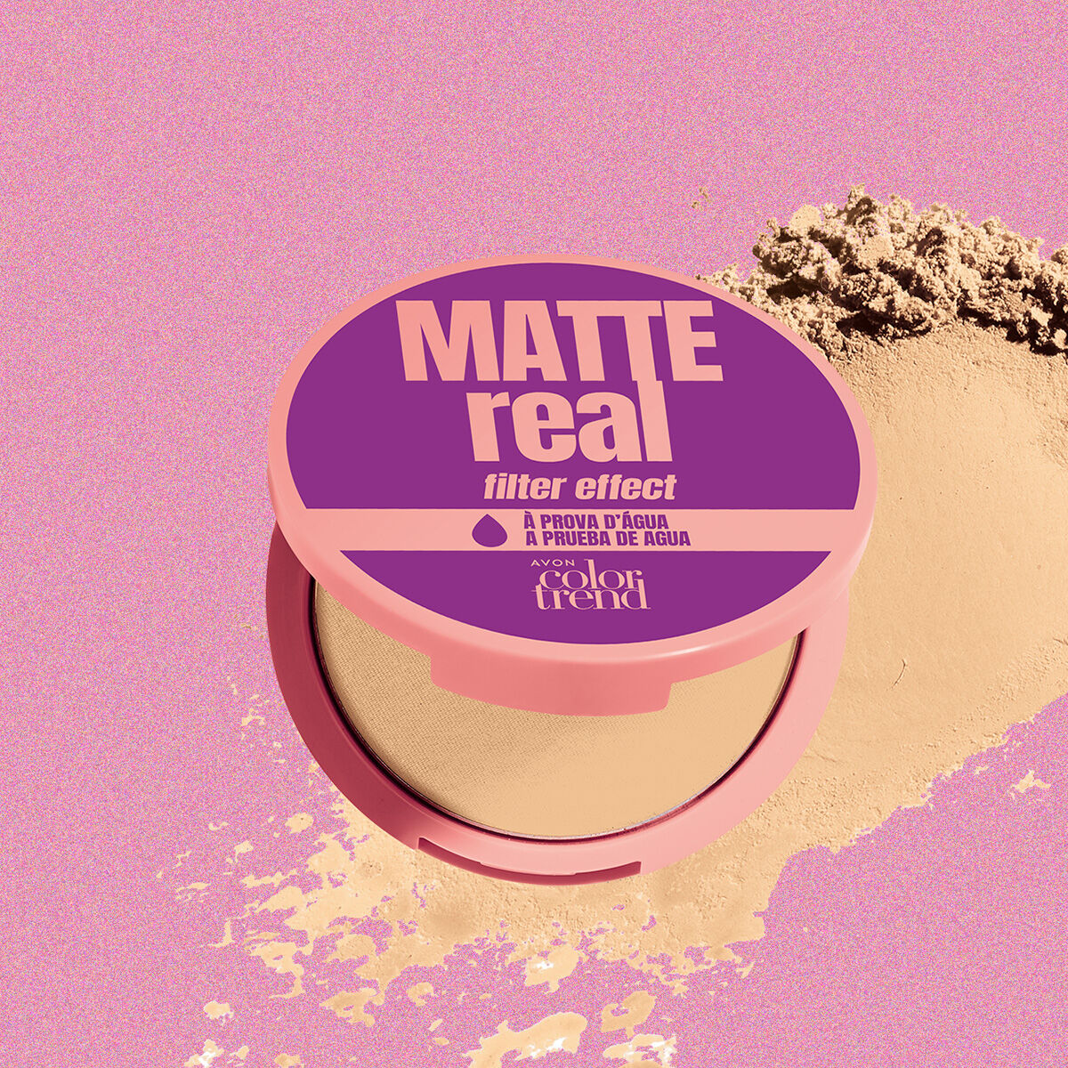 Pó Compacto Facial a Prova D'agua Color Trend Avon Matte Real, 8 g